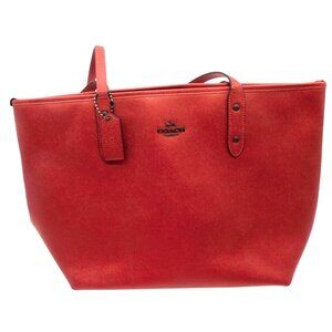 Coach City Zip Red Metallic Tote Handbag Purse F16224 Leather Shimmery